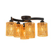 Load image into Gallery viewer, Farmhouze Light - Rustic Farmhouse Woven Rope Shade Semi Flush Mount - Ceiling Light - 3 Bulbs -