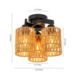 Load image into Gallery viewer, Farmhouze Light - Rustic Farmhouse Woven Rope Shade Semi Flush Mount - Ceiling Light - 3 Bulbs -