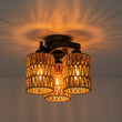 Load image into Gallery viewer, Farmhouze Light - Rustic Farmhouse Woven Rope Shade Semi Flush Mount - Ceiling Light - 3 Bulbs -