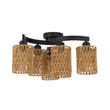Load image into Gallery viewer, Farmhouze Light - Rustic Farmhouse Woven Rope Shade Semi Flush Mount - Ceiling Light - 3 Bulbs -