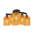 Load image into Gallery viewer, Farmhouze Light - Rustic Farmhouse Woven Rope Shade Semi Flush Mount - Ceiling Light - 3 Bulbs -