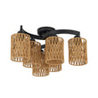 Load image into Gallery viewer, Farmhouze Light - Rustic Farmhouse Woven Rope Shade Semi Flush Mount - Ceiling Light - 3 Bulbs -