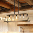Load image into Gallery viewer, Farmhouze Light - Rustic Faux Wood Rectangular Frame Island Chandelier - Chandelier - 37.4 in. -