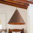 Load image into Gallery viewer, Farmhouze Light - Rustic Single Wood Style Wide Conical Pendant Light - Pendant - Walnut -