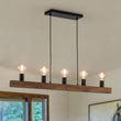 Load image into Gallery viewer, Farmhouze Light-Simple Wide Linear Wood Kitchen Island Pendant-Chandelier-5 Bulbs-