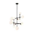 Load image into Gallery viewer, Farmhouze Light - Statement Celestial Milky Glass Globe Tiered Sputnik Chandelier - Ceiling Light - Black -