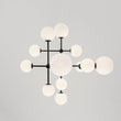 Load image into Gallery viewer, Farmhouze Light - Statement Celestial Milky Glass Globe Tiered Sputnik Chandelier - Ceiling Light - Black -