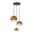 Load image into Gallery viewer, Farmhouze Light - Stylish 3 - Light Gradient Glass Globe Pendant Light - Chandelier - Gold Tone -