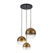 Load image into Gallery viewer, Farmhouze Light - Stylish 3 - Light Gradient Glass Globe Pendant Light - Chandelier - Gold Tone -