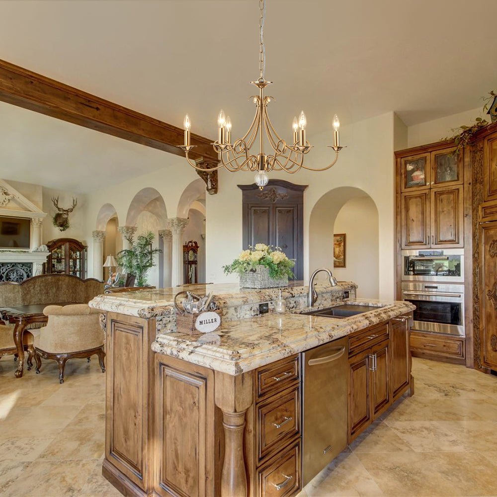 Traditional Luxury Brass 6-Light Candle Chandelier | Farmhouze Light