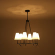 Load image into Gallery viewer, Farmhouze Light - Vintage 6 - Light White Fabric Shade Round Ring Chandelier - Chandelier - 25.6 in -