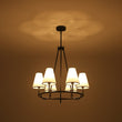 Load image into Gallery viewer, Farmhouze Light - Vintage 6 - Light White Fabric Shade Round Ring Chandelier - Chandelier - 25.6 in -