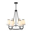 Load image into Gallery viewer, Farmhouze Light - Vintage 6 - Light White Fabric Shade Round Ring Chandelier - Chandelier - 25.6 in -