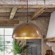 Load image into Gallery viewer, Farmhouze Light - Vintage Distressed Brown Oversized Metal Dome Pendant - Chandelier - 15in/Aged Gold -