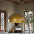 Load image into Gallery viewer, Farmhouze Light - Vintage Distressed Brown Oversized Metal Dome Pendant - Chandelier - 23in/Aged Gold -