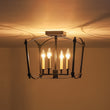 Load image into Gallery viewer, Farmhouze Light - Vintage Elegant 4 - Light Candle Style Square Cage Semi Flush - Ceiling Light - Black -