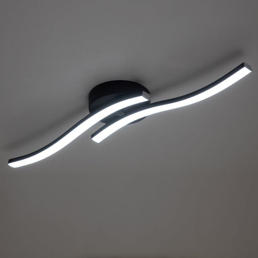 Farmhouze Light-2-Light Curved Linear Dimmable LED Ceiling Wall Light-Wall Sconce-Black-