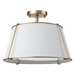 Load image into Gallery viewer, Farmhouze Light-4-Light Linen Drum Semi Flush Ceiling Light-Ceiling Light-Brass-