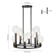 Load image into Gallery viewer, Farmhouze Light-8-Light Glass Tapered Long Globe Wagon Wheel Chandelier-Chandelier-Black-8-Light