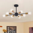 Load image into Gallery viewer, Farmhouze Light-8-Light Semi Flush Sputnik Light-Ceiling Light-Black and Gold-