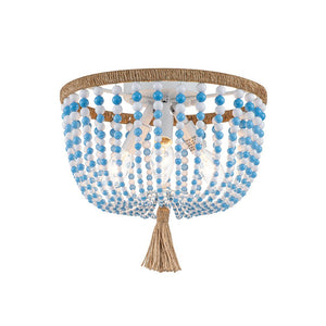 Farmhouze Light-Bohemian Bowl Bead Flush Mount-Ceiling Light-Creamy Wood Beads-