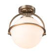 Load image into Gallery viewer, Farmhouze Light-Brass 1-Light Opal Glass Globe Semi Flush Mount-Ceiling Light-Brass-1-Light