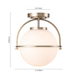 Load image into Gallery viewer, Farmhouze Light-Brass 1-Light Opal Glass Globe Semi Flush Mount-Ceiling Light-Brass-1-Light