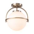 Load image into Gallery viewer, Farmhouze Light-Brass 1-Light Opal Glass Globe Semi Flush Mount-Ceiling Light-Brass-1-Light