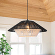 Load image into Gallery viewer, Farmhouze Light-Farmhouse Bohemian 1-Light Rope Cage Pendant Light-Chandelier-1-Light-Black+White