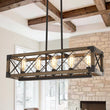 Load image into Gallery viewer, Farmhouze Light-Farmhouse Rectangle Wood Cage 5 Light Cross-iron Chandelier-Chandelier--