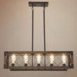 Load image into Gallery viewer, Farmhouze Light-Farmhouse Rectangle Wood Cage 5 Light Cross-iron Chandelier-Chandelier--