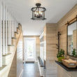 Load image into Gallery viewer, Farmhouze Light-Farmhouse Round Lantern Semi Flush Mount-Ceiling Light--