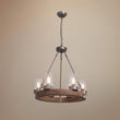 Load image into Gallery viewer, Farmhouze Light-Farmhouse Wood Wagon Wheel Chandelier-Chandelier--