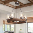 Load image into Gallery viewer, Farmhouze Light-Farmhouse Wood Wagon Wheel Chandelier-Chandelier--