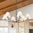 Load image into Gallery viewer, Farmhouze Light-French Farmhouse 6-Light Cone White Linen Shade Chandelier-Chandelier-Black-