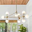 Load image into Gallery viewer, Farmhouze Light-Geometric Opal Glass Globe 10-Light Chandelier-Chandelier-Brass-10-Light