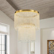 Load image into Gallery viewer, Farmhouze Light-Glam 2-Tier LED Brass Round Fringe Crystal Chandelier-Chandelier-Brass-