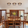 Load image into Gallery viewer, Farmhouze Light-Hammered Glass Metal Black Flush Mount-Ceiling Light--