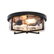 Load image into Gallery viewer, Farmhouze Light-Hammered Glass Metal Black Flush Mount-Ceiling Light--