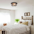 Load image into Gallery viewer, Farmhouze Light-Hammered Glass Metal Black Flush Mount-Ceiling Light--