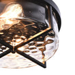 Load image into Gallery viewer, Farmhouze Light-Hammered Glass Metal Black Flush Mount-Ceiling Light--