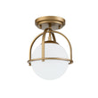 Load image into Gallery viewer, Farmhouze Light-Mid-century 1-Light Opal Glass Globe Semi-Flush Mount-Ceiling Light-Brass-