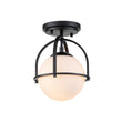 Load image into Gallery viewer, Farmhouze Light-Mid-century 1-Light Opal Glass Globe Semi-Flush Mount-Ceiling Light-Brass-