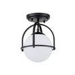 Load image into Gallery viewer, Farmhouze Light-Mid-century 1-Light Opal Glass Globe Semi-Flush Mount-Ceiling Light-Brass-