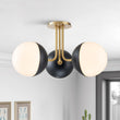 Load image into Gallery viewer, Farmhouze Light-Mid-century 3-Light Opal Glass Globe Ceiling Light-Ceiling Light-Brass-