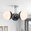 Load image into Gallery viewer, Farmhouze Light-Mid-century 3-Light Opal Glass Globe Ceiling Light-Ceiling Light-Nickel-