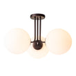 Load image into Gallery viewer, Farmhouze Light-Modern 3-Light Glass Globe Semi Flush Ceiling Light-Ceiling Light-Black Brass + Clear Glass-