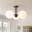 Load image into Gallery viewer, Farmhouze Light-Modern 3-Light Glass Globe Semi Flush Ceiling Light-Ceiling Light-Oiled Rubbed Bronze + Frosted Glass-