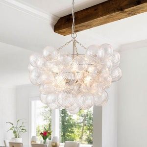 Farmhouze Light-Modern Luxe Swirled Glass Globe Bubble Chandelier-Chandelier-8-Light-Nickel
