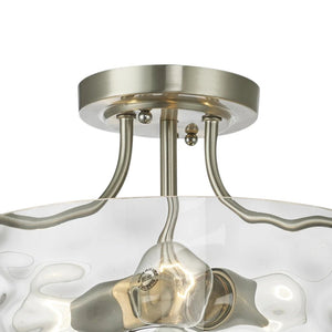 Farmhouze Light-Round Hammered Glass Semi Flush Mount-Ceiling Light--